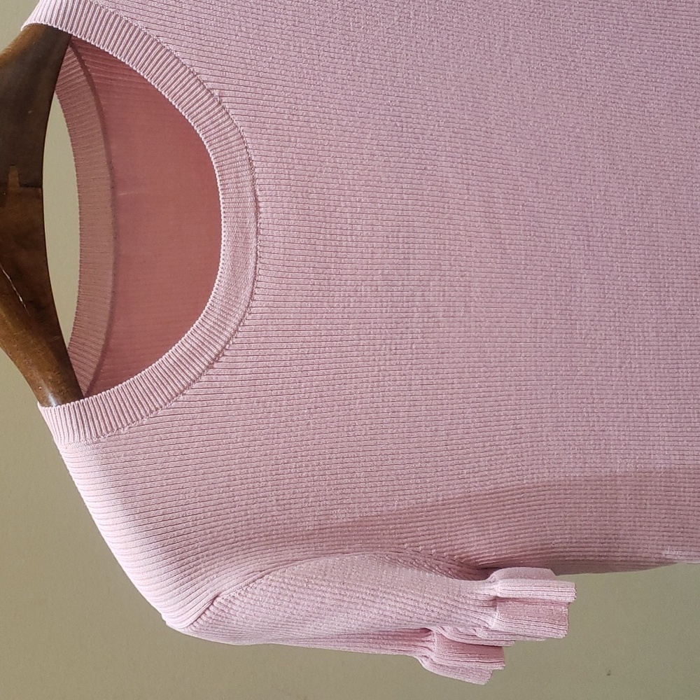 NWOT Ted Baker Rib Puff Short Sleeve Sweater In Dusky Pink 6 in Ted Baker - Picture 2 of 9